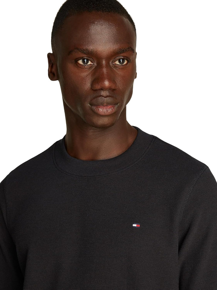 Tommy Hilfiger Herren Langarmshirt Textured Tee Basic XS Black (Black), XS Black (Black)