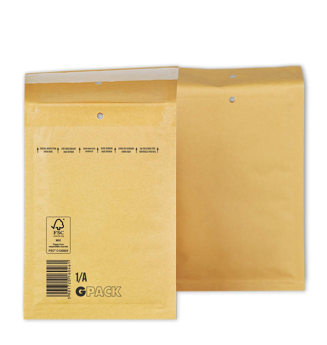 1000 Luftpolsterumschläge 120 x 175 mm | Luftpolstertasche A1 | braune Versandtasche DIN A6 | versch