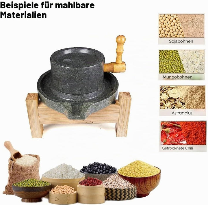 Handgefertigte Blausteinmühle, handgefräste Körnung, handgefertigte Mühle, Bohnen-Gerstensteinmühle,
