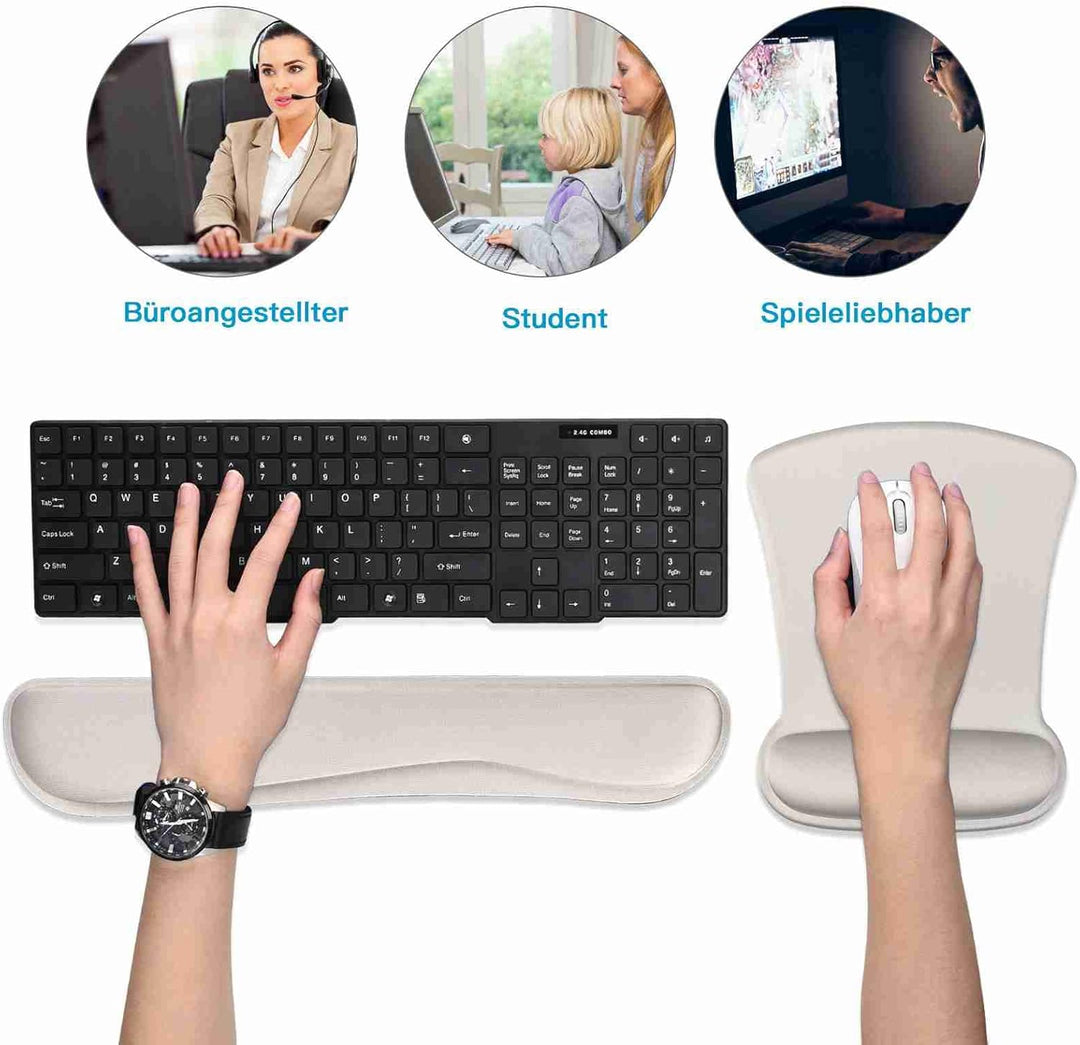 AOKSUNOVA Ergonomisch Mauspad mit Handballenauflage Mouse pad & Tastatur Handgelenkstütze Set Mauspa