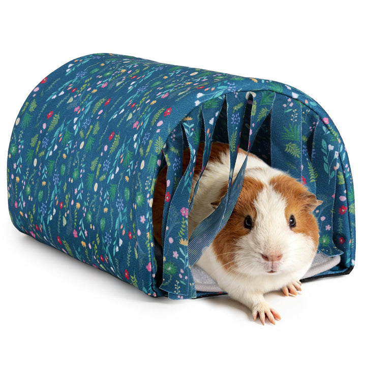 HOTUT Meerschweinchen Bett,Kuschelsack Meerschweinchen Höhle mit Kissen und Vorhang,Waschbares Kanin