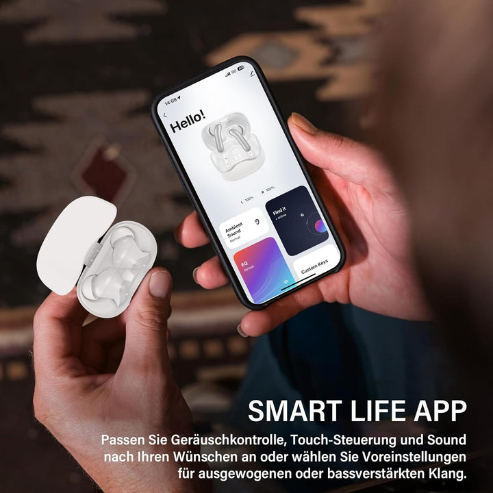 Bluetooth Kopfhörer mit Hybride Aktive Geräuschunterdrückung, In Ear Kopfhörer Kabellos Bluetooth 5.