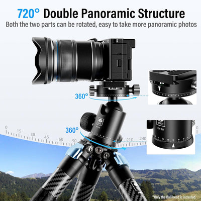 SIRUI Stativkopf KH-20, 360 Doppelte Panorama Kopf mit 36 mm Kugelkopf und 1/4 Zoll Schnellwechselpl