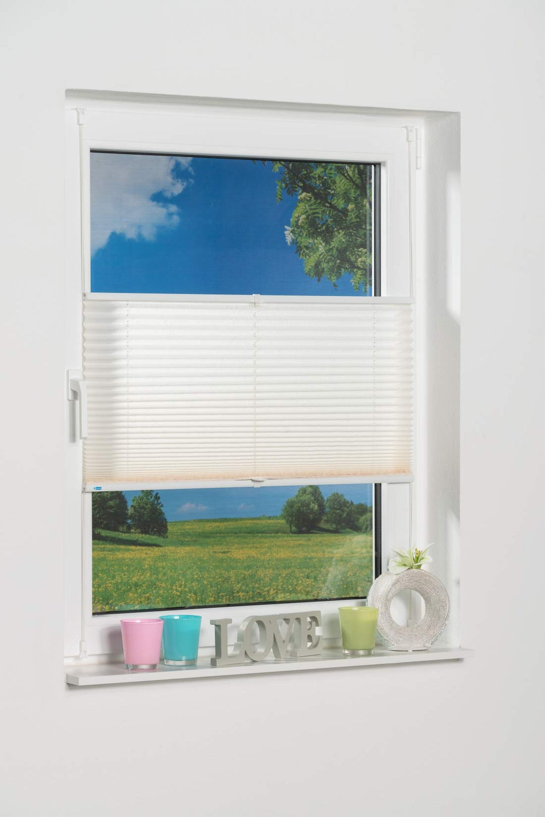 K-home Klemmfix-Plissee 105 x 130 cm (B x L) Creme Lichtschutz +++ Moderne Crushed Optik +++ 105 x 1