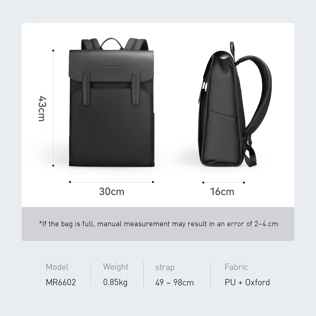 MARK RYDEN Leicht 15,6 Zoll Laptop Rucksack Herren, Water-Resistant Leder Business Rucksack, Multifu