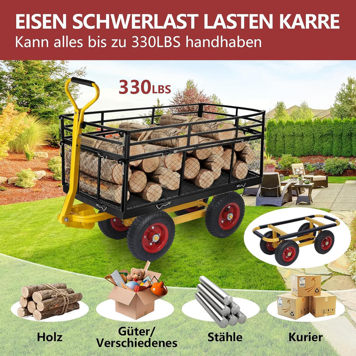 ohbien Schwerlast Transportwagen 330LBS Plattenwagen mit Luftreifen 4 Räder | Transport Dolly für Um