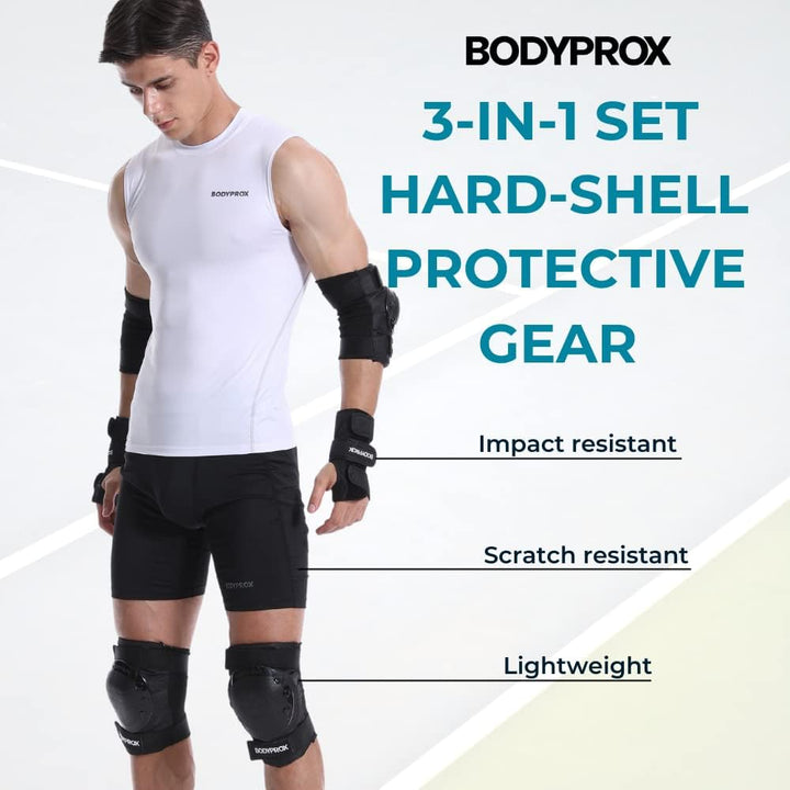 BODYPROX Knieschoner Ellenbogenschoner Handgelenkschützer Set für Inline-Skaten, Skateboarden, Rolle