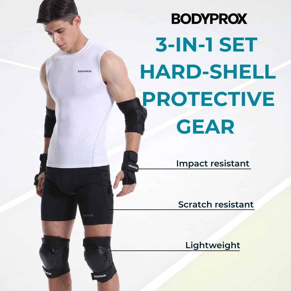 BODYPROX Knieschoner Ellenbogenschoner Handgelenkschützer Set für Inline-Skaten, Skateboarden, Rolle