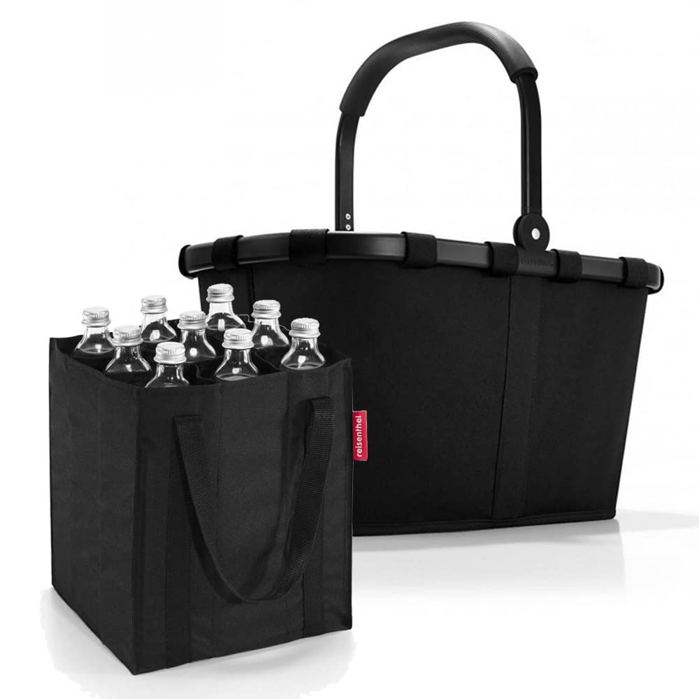 reisenthel Set Carrybag plus farblich passender bottlebag Einkaufskorb Einkaufstasche (Frame Black/B