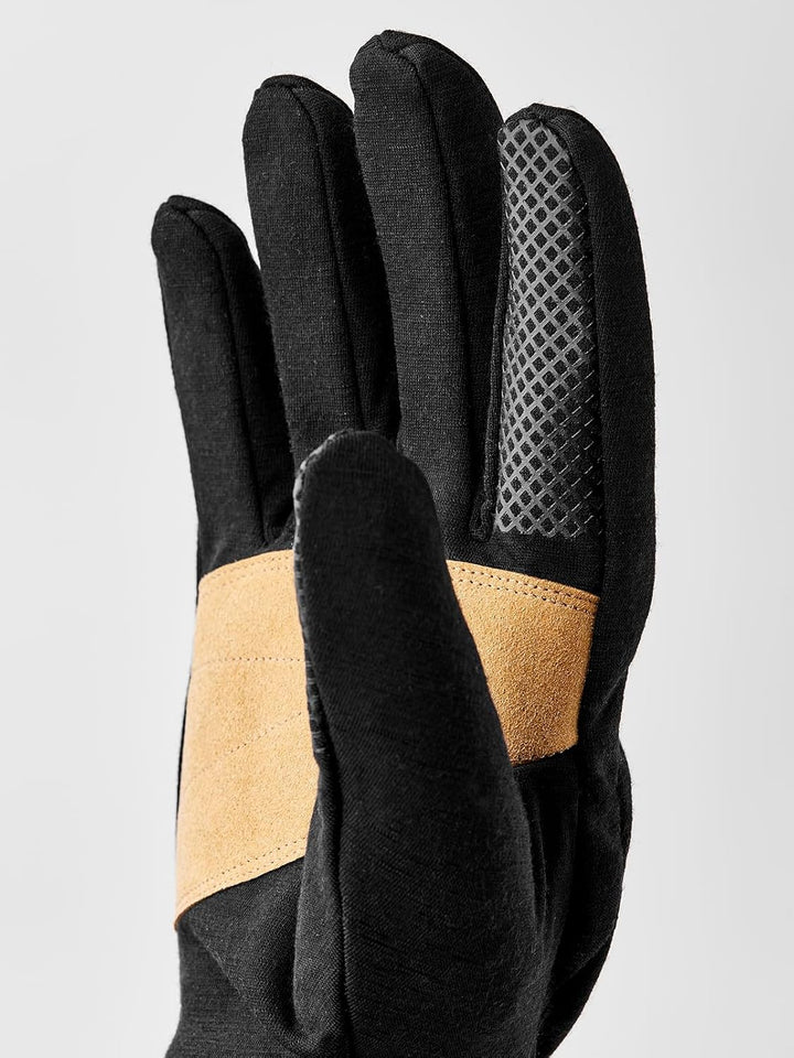 HESTRA Merino Windwool Liner Handschuhe Fingerhandschuhe Schwarz 7, Schwarz 7