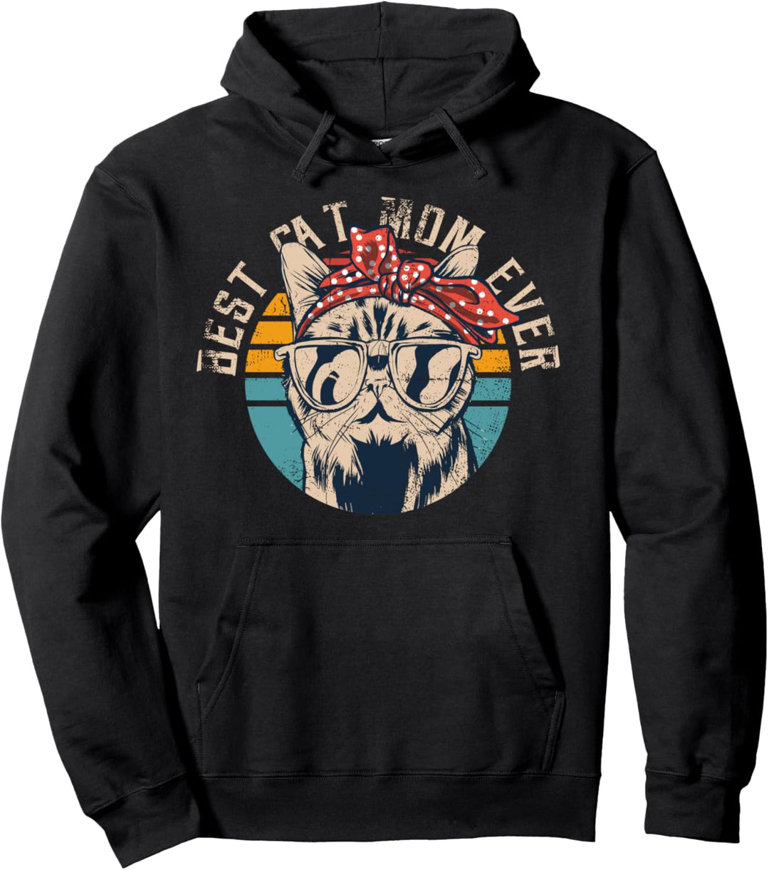 Best Cat Mom Ever Vintage Retro Katze Pullover Hoodie
