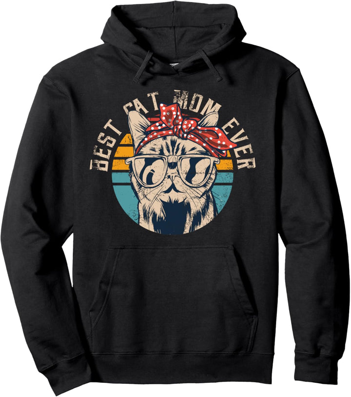 Best Cat Mom Ever Vintage Retro Katze Pullover Hoodie