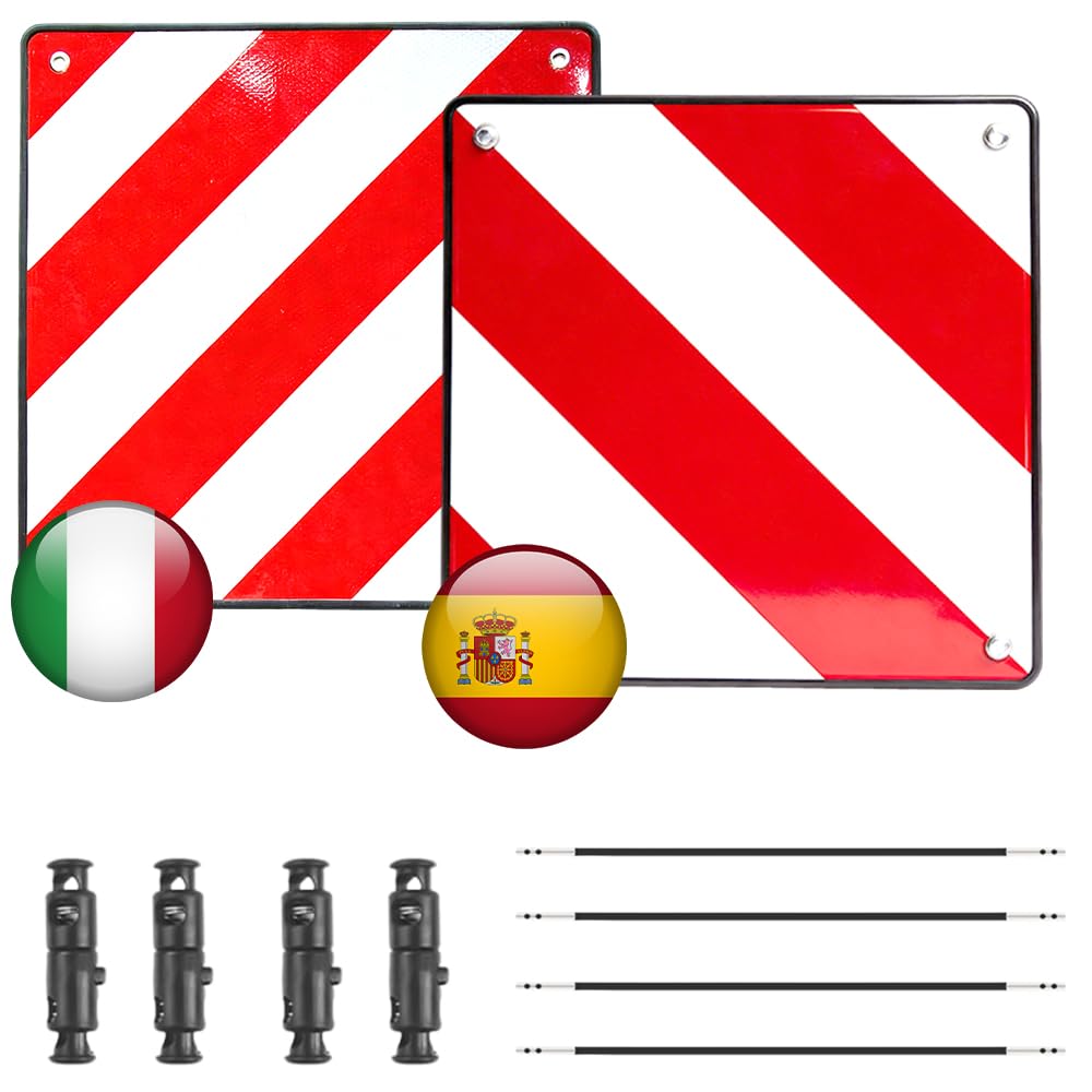 2 in 1 Warntafel Fahrradträger aus PVC für Italien, Spanien und Portugal 50 x 50 cm Reflektierendes