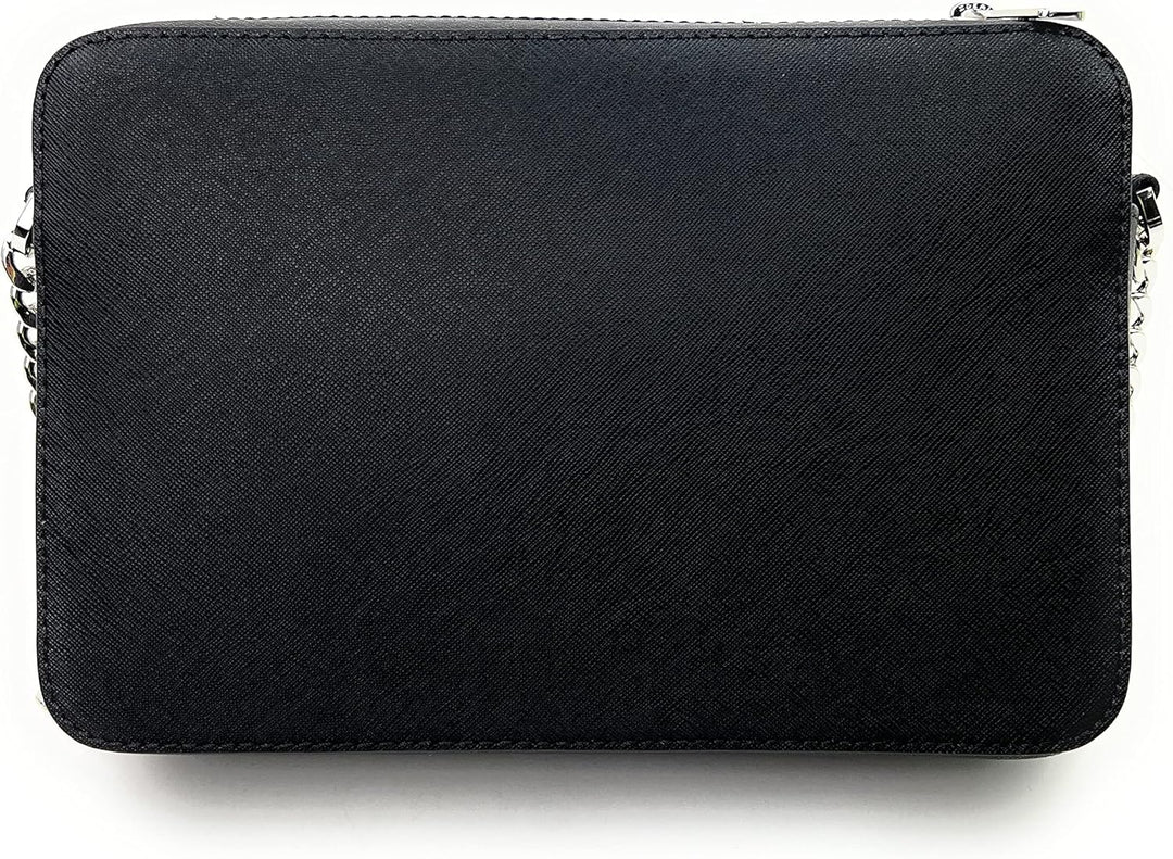 Michael Kors Damen Jet Set East West Crossbody Umhängetasche Schwarz/Silber, Schwarz/Silber