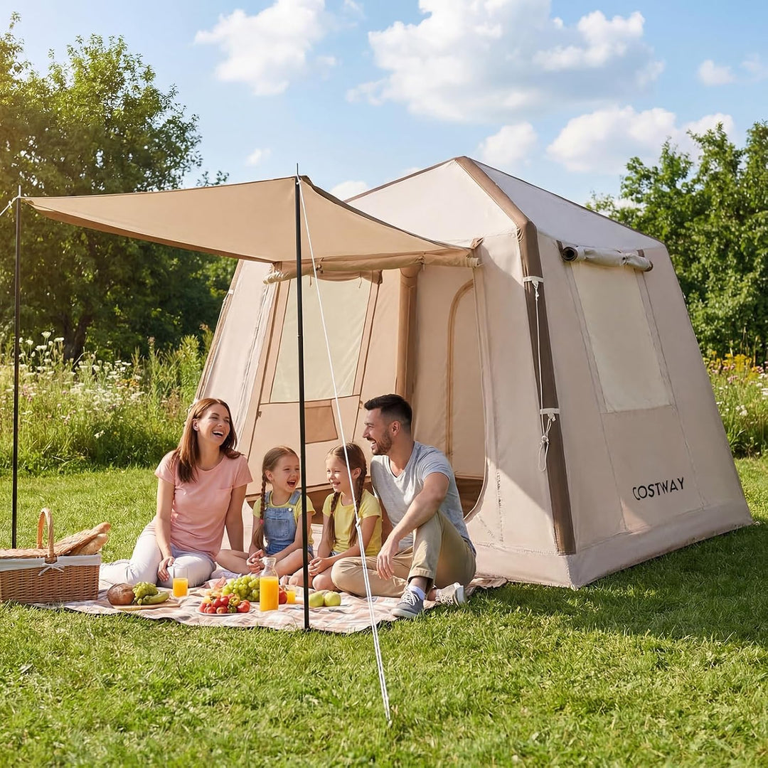 FANTASK Aufblasbares Zelt, 210 x 210 x 180 cm, Outdoor Campingzelt mit Moskitonetzfenstern, Wurfzelt
