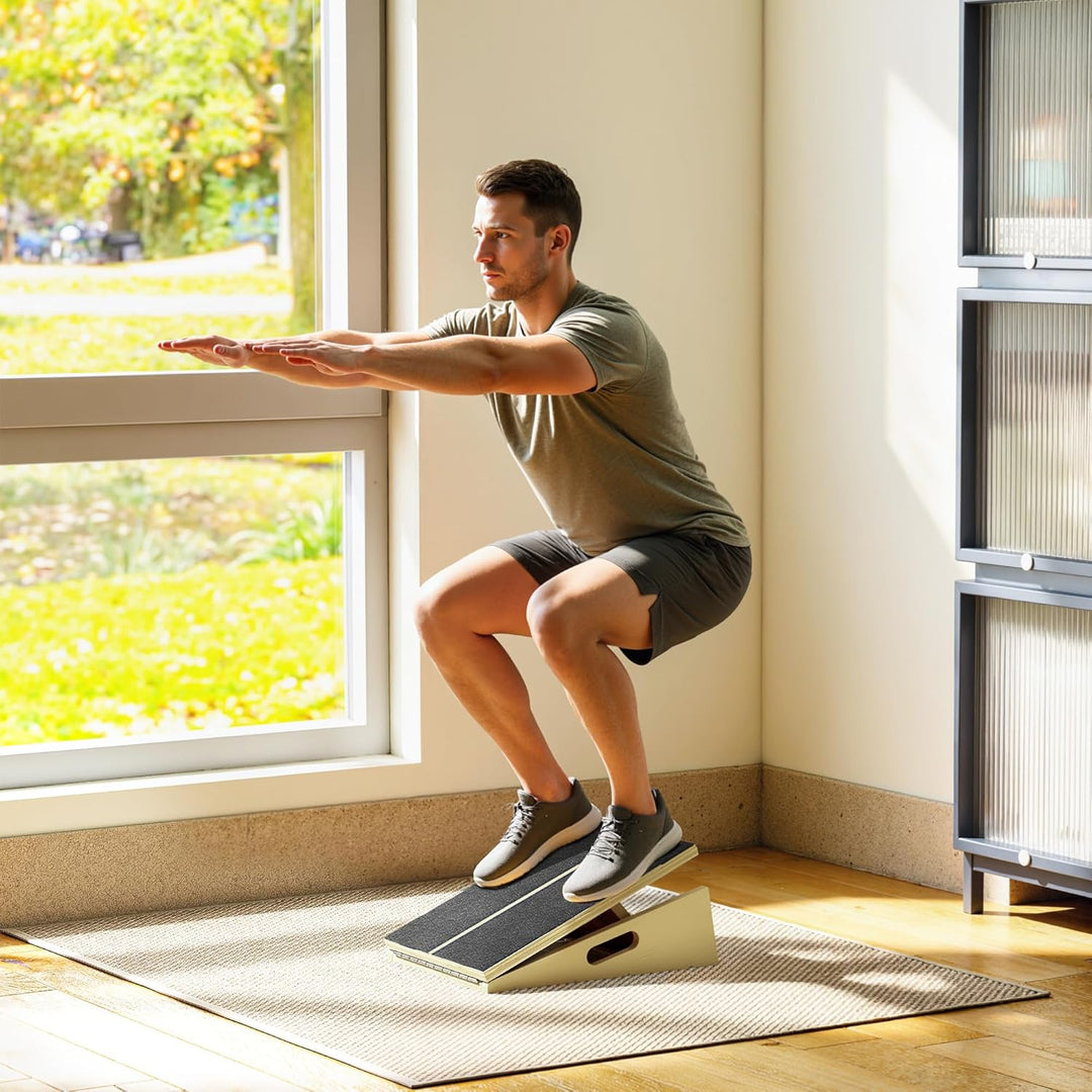 SPORTNOW 2-in-1 Schrägbrett aus Holz Slant Board mit 4 Winkeln Tragegriff, Sports Balance Board Vers
