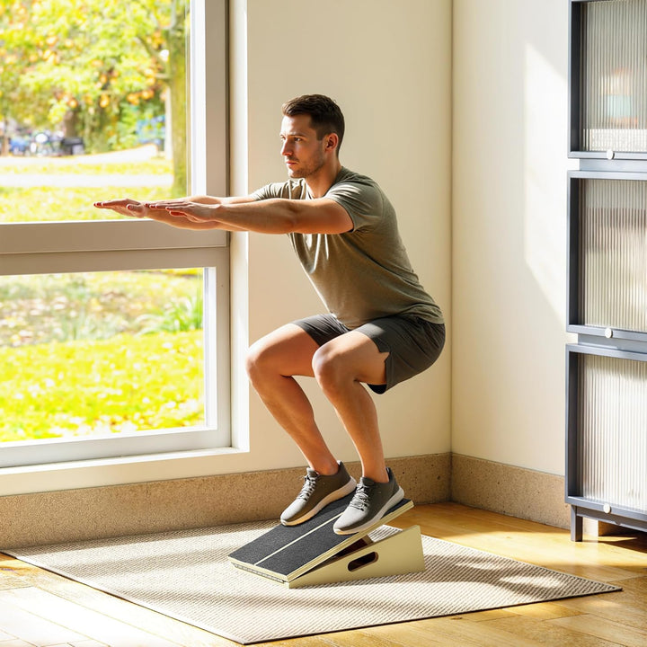 SPORTNOW 2-in-1 Schrägbrett aus Holz Slant Board mit 4 Winkeln Tragegriff, Sports Balance Board Vers