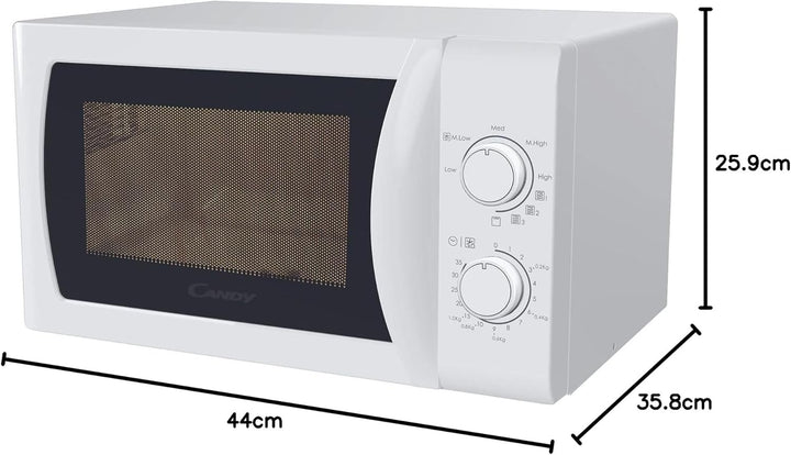 Candy Idea CMG20SMW Mikrowellenherd 700W 20L Grillfunktion Auftaufunktion 10 Zoll Drehteller 5 Leist