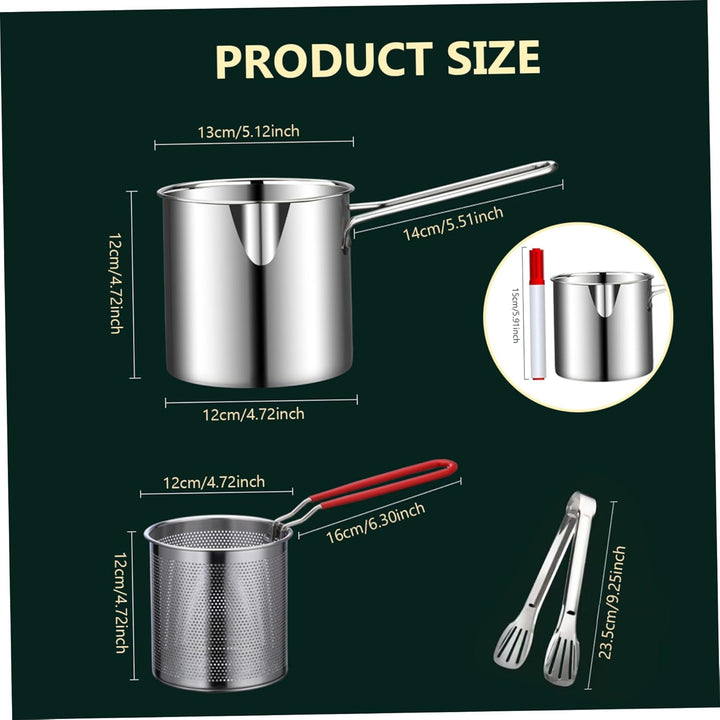 Mini Fryer Frittyer Edelstahl Fritteuchsen Topf mit Anti Scenen Griff Fritteuchsenpfanne mit Korb Mi