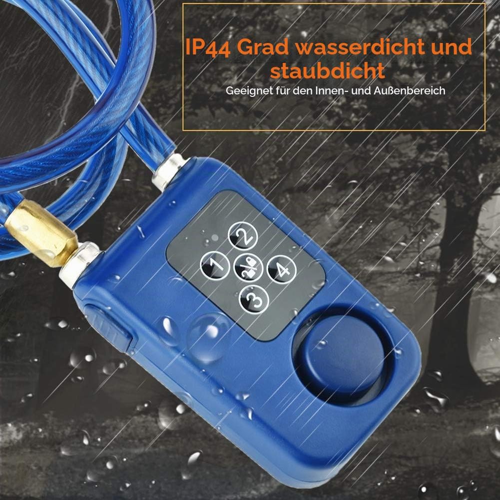 Fahrrad Diebstahlsicherung, Y787 Smart Anti-Theft Alarm Lock Wasserdichtes Drahtseil Kettenschloss A
