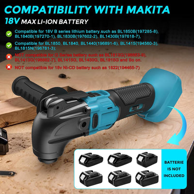 WingFly Akku-Multifunktionswerkzeug für Makita Akku 18V, Oszillierendes Multitool 6 Einstellbare Ges