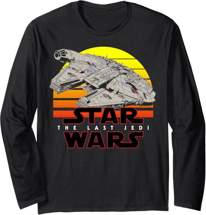 Star Wars The Last Jedi Millennium Falcon Striped Sunset Langarmshirt