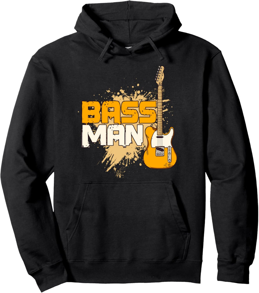 Lustiges Bass Man Design, Bassist, Gitarre Spielen Motiv Pullover Hoodie