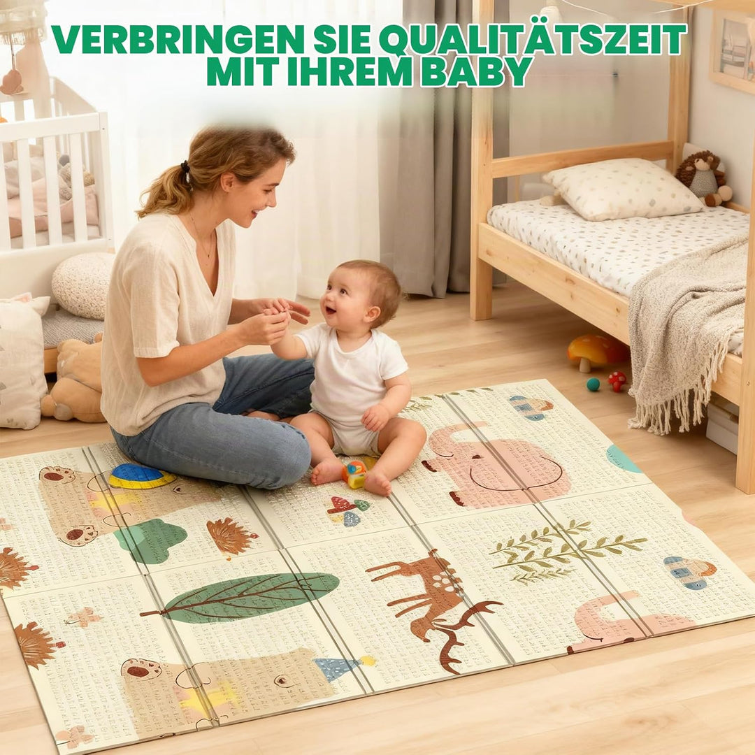 Soontrans Krabbelmatte Baby, Spielmatte Baby Faltbar, 180x120x1cm, Play Mat for Babies Doppelseitige