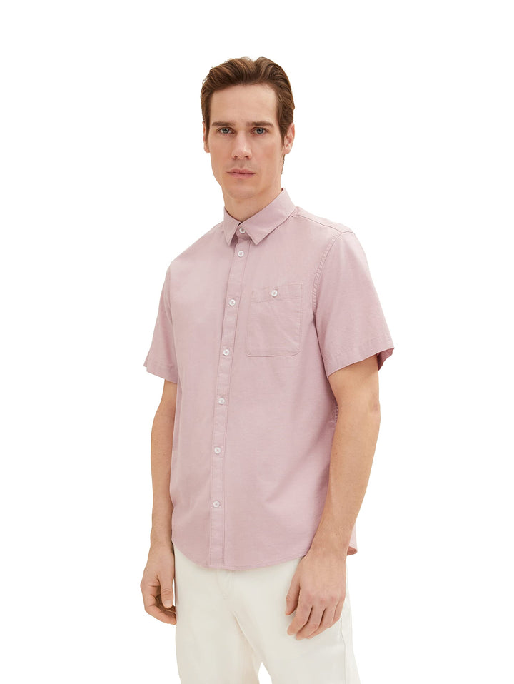 TOM TAILOR Herren Oxford Kurzarm-Hemd mit Stretch L 31201 - Velvet Rose Chambray, L 31201 - Velvet R