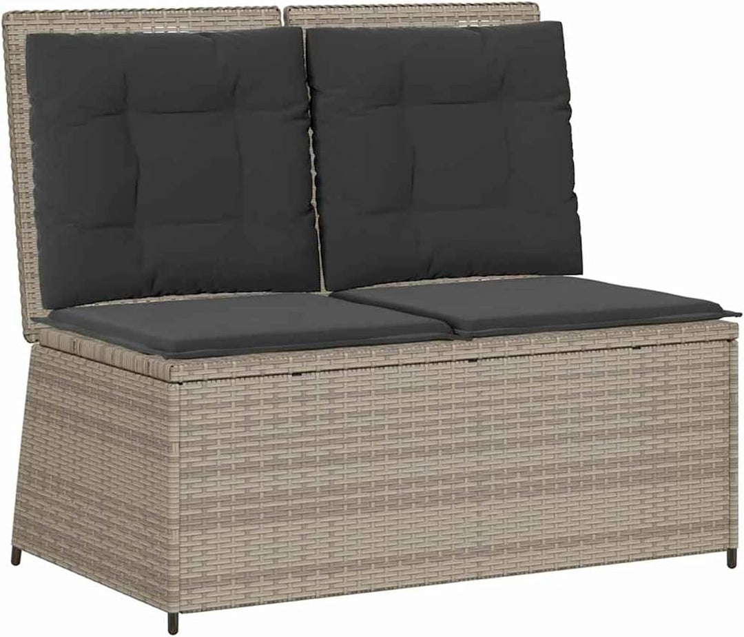 Homgoday Gartenliegebank Hellgrau Poly-Rattan 108 cm Sitzbreite, 2-Personen, für Entspannung und Fre