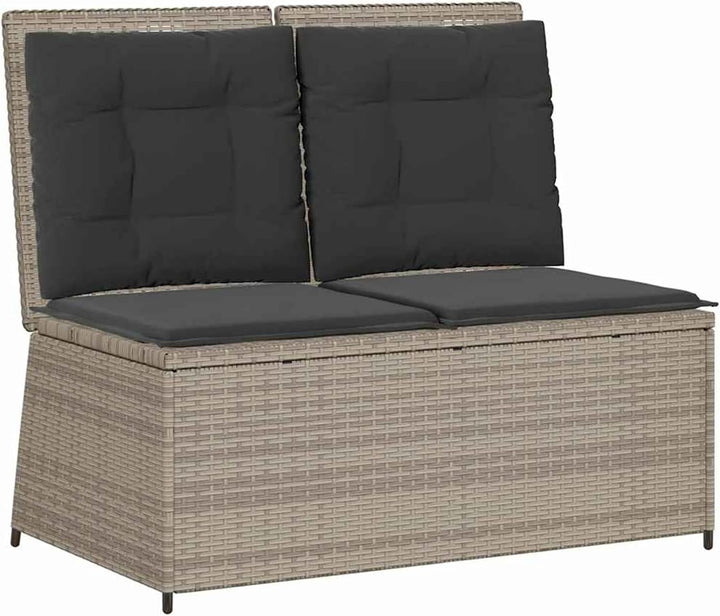 Homgoday Gartenliegebank Hellgrau Poly-Rattan 108 cm Sitzbreite, 2-Personen, für Entspannung und Fre