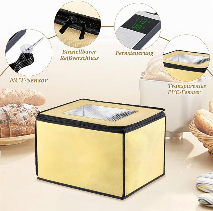 Brot Gärbox Sauerteig, Brot Gärbox mit Heizung und NTC Temperatursensor, Brot Gärschrank, Elektrisch