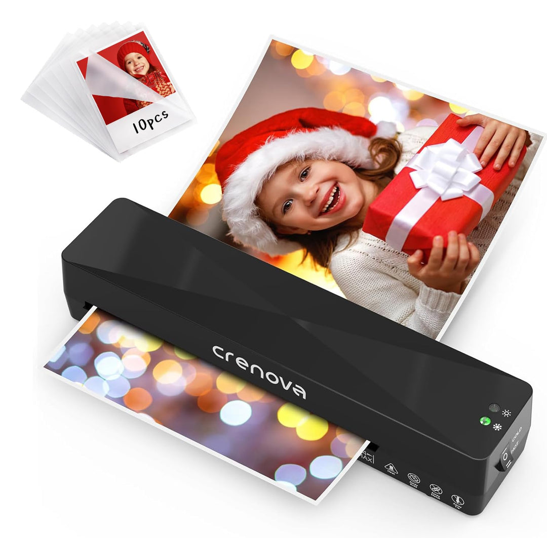 Crenova Laminiergerät A4/A5/A6,Schneller Laminator mit 10 Laminierfolien,Personal für Hausgebrauch,S
