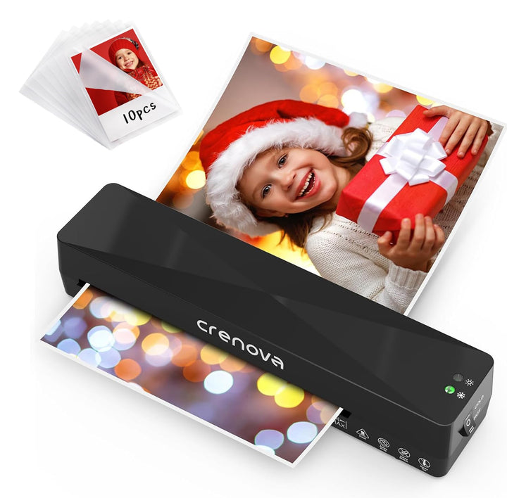 Crenova Laminiergerät A4/A5/A6,Schneller Laminator mit 10 Laminierfolien,Personal für Hausgebrauch,S