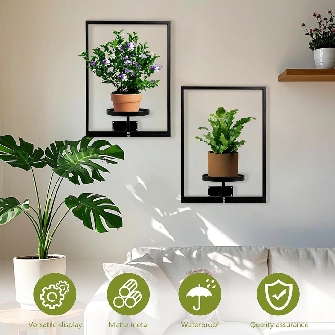 DETENE 3 Stücke Metall Pflanzregal Schwarz Hängende Blumentöpfe Wandbehang Regal Wand für Blumen Pfl
