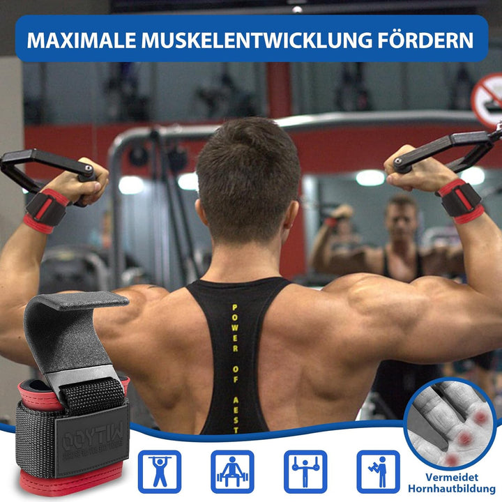 Zughilfen Haken Krafttraining, Fitness Powerlifting Weight Lifting Hook, Lifting Straps für Männer &