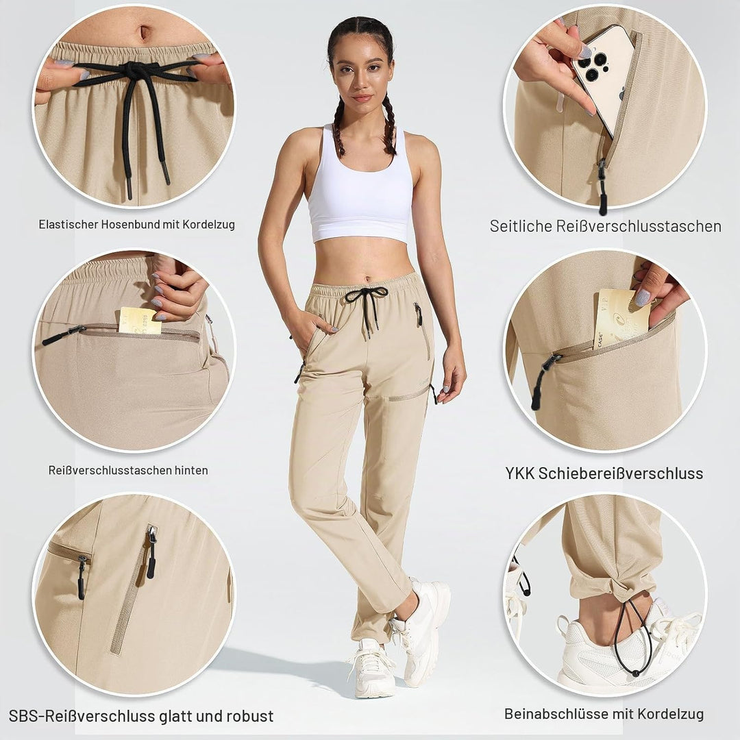 MOCOLY Damen Wanderhose Cargohose Wasserdicht Elastische Outdoorhose Cargo Jogginghose Trekkinghose