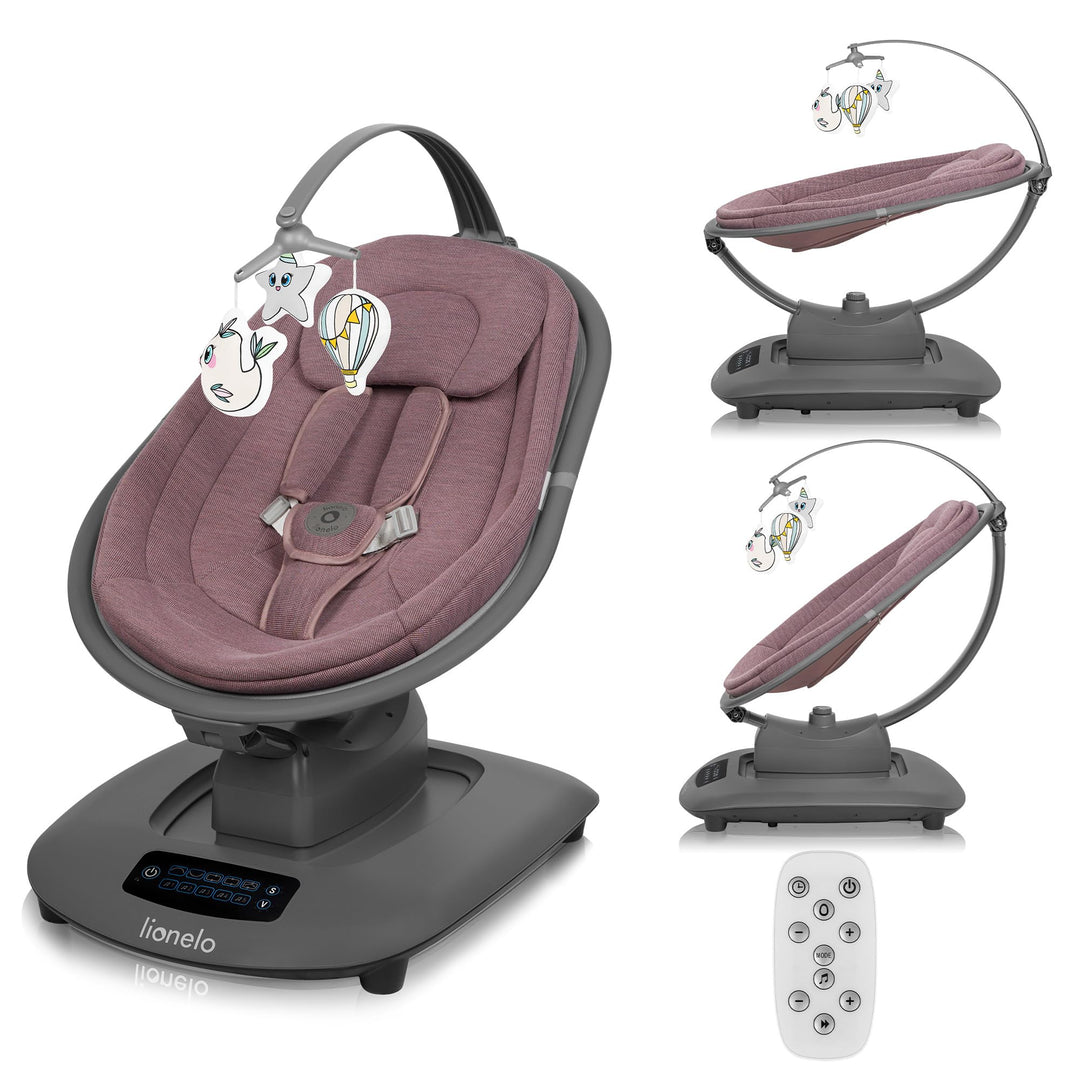 LIONELO BLOSSOM Elektrische Babywippe bis zu 9 kg Babyliege Verstellbare Rückenlehne Natürliches Sch