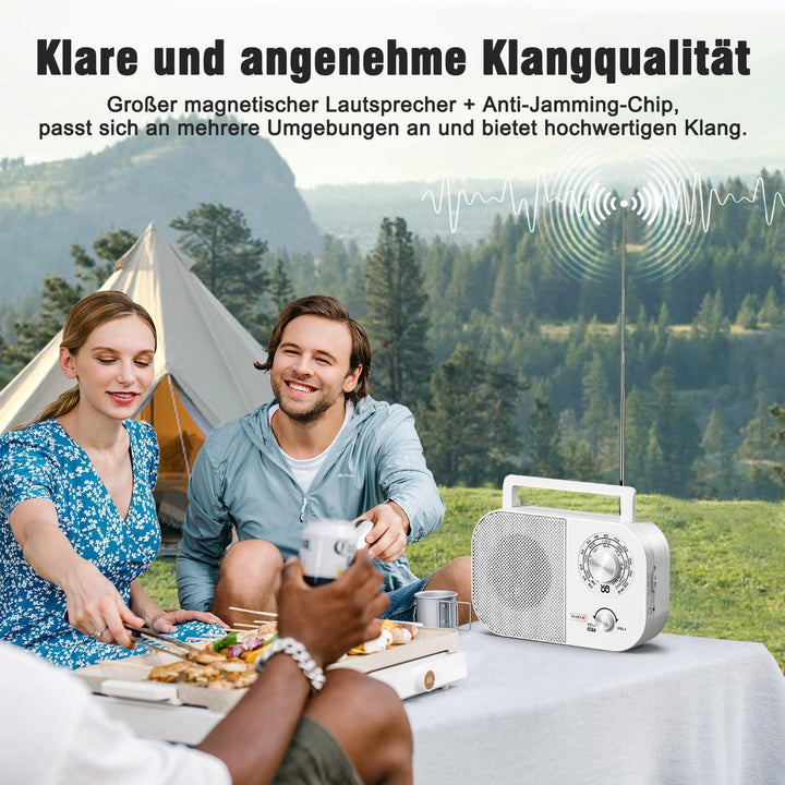 Tragbares Radio AM,FM,SW,UKW Kofferradio Netz und Batteriebetrieb, mit Bestem Empfang, Eingebautem L