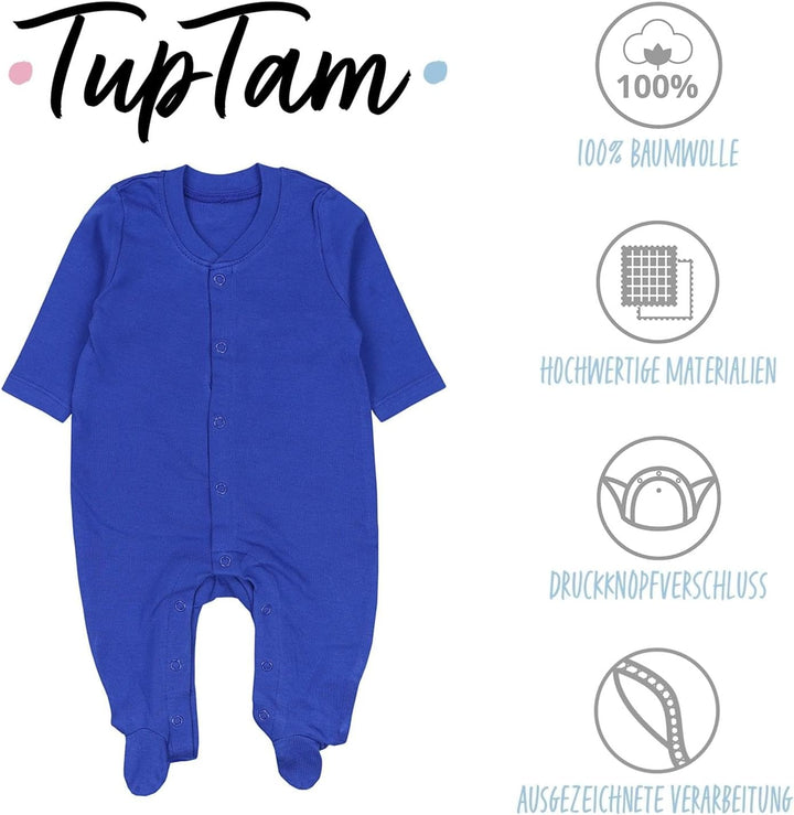 TupTam Baby Mädchen Schlafstrampler mit Fuss 3er Pack 50 Marineblau Rosa Weiss Safaritiere, 50 Marin
