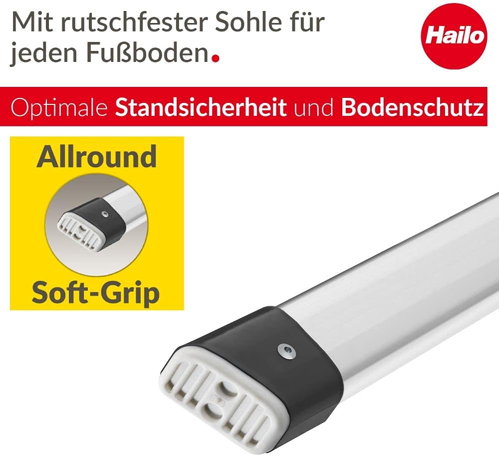 Hailo L90 Step-ke - Doppelstufen-Alu-Klapptritt mit Klappsperre - 2-stufiger Klapptritt inkl. Soft-G