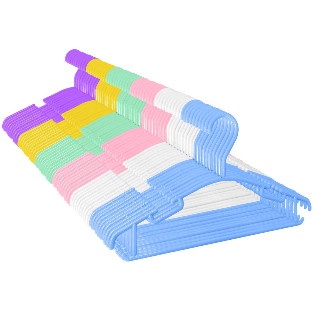 Kinder-Kleiderbügel, Baby-Kleiderbügel für Kinder, weiss, Kunststoff, 60 Stück Blau,grün,weiss 60 PC