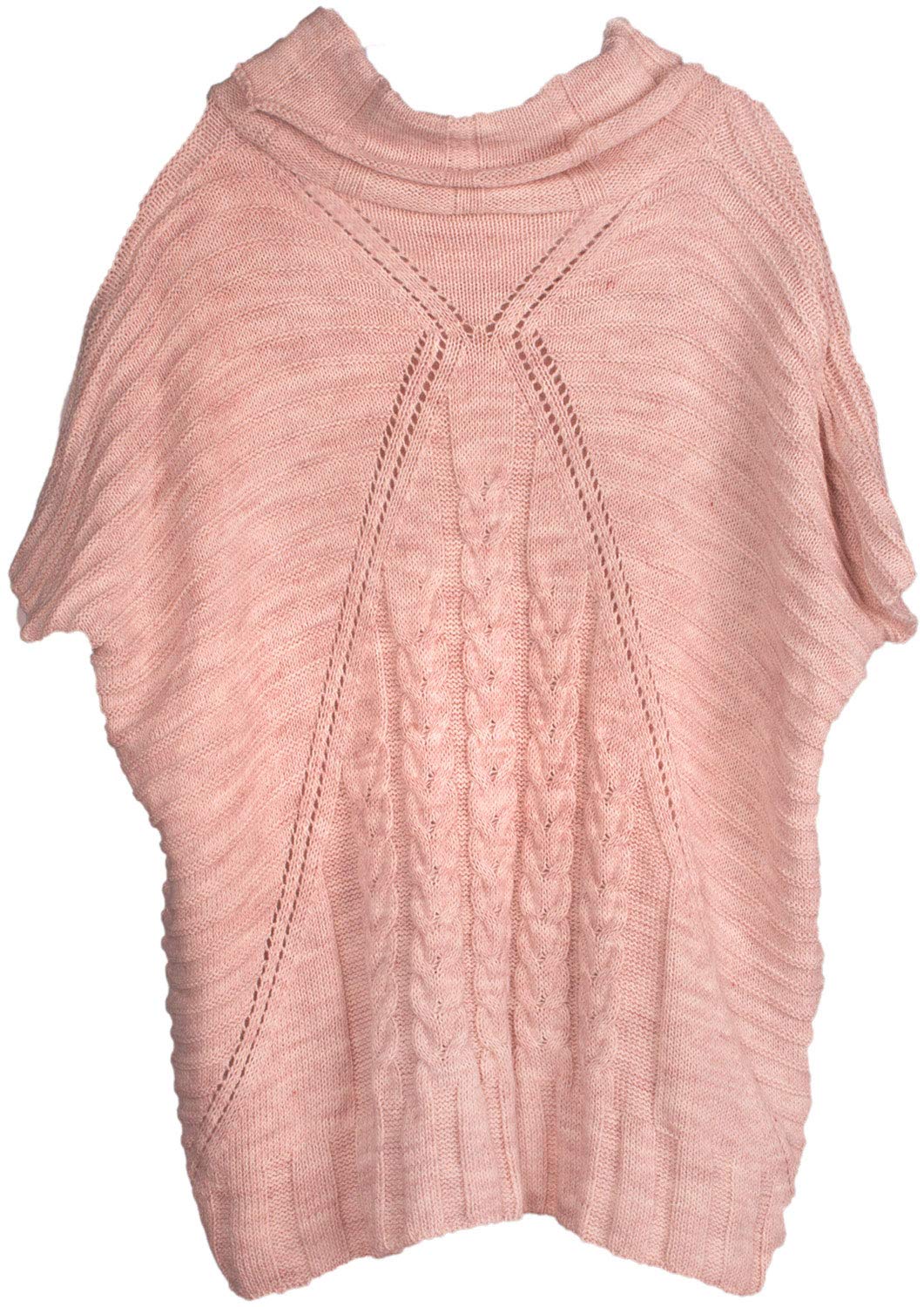 styleBREAKER Damen Strick Poncho mit Zopfmuster, Ärmel und Schalkragen 08010054, Farbe: Einheitsgrös