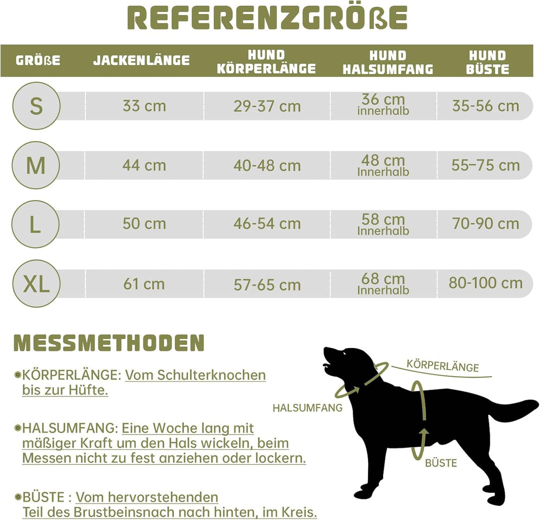 WUFANC Hundemantel Wasserdicht - Reflektierende Hundejacke mit Verstellbarem Verschluss für alle Jah