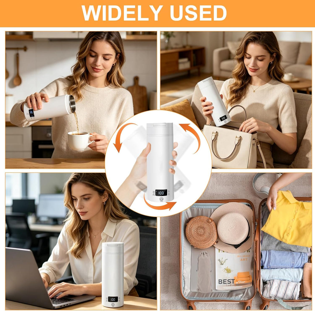 Reisewasserkocher 450ml, Elektrischer Reisewasserkocher Klein Mini Wasserkocher mit Temperatureinste