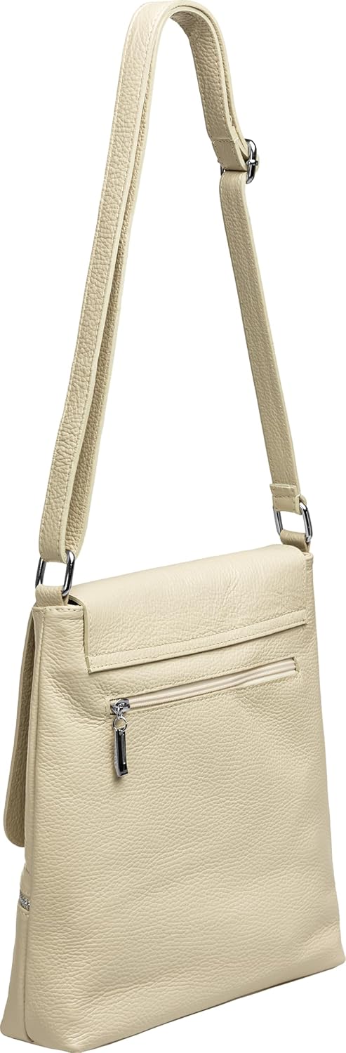 Caspar TL811 sportlich elegante Damen Umhängetasche aus Leder Einheitsgrösse Beige, Einheitsgrösse B