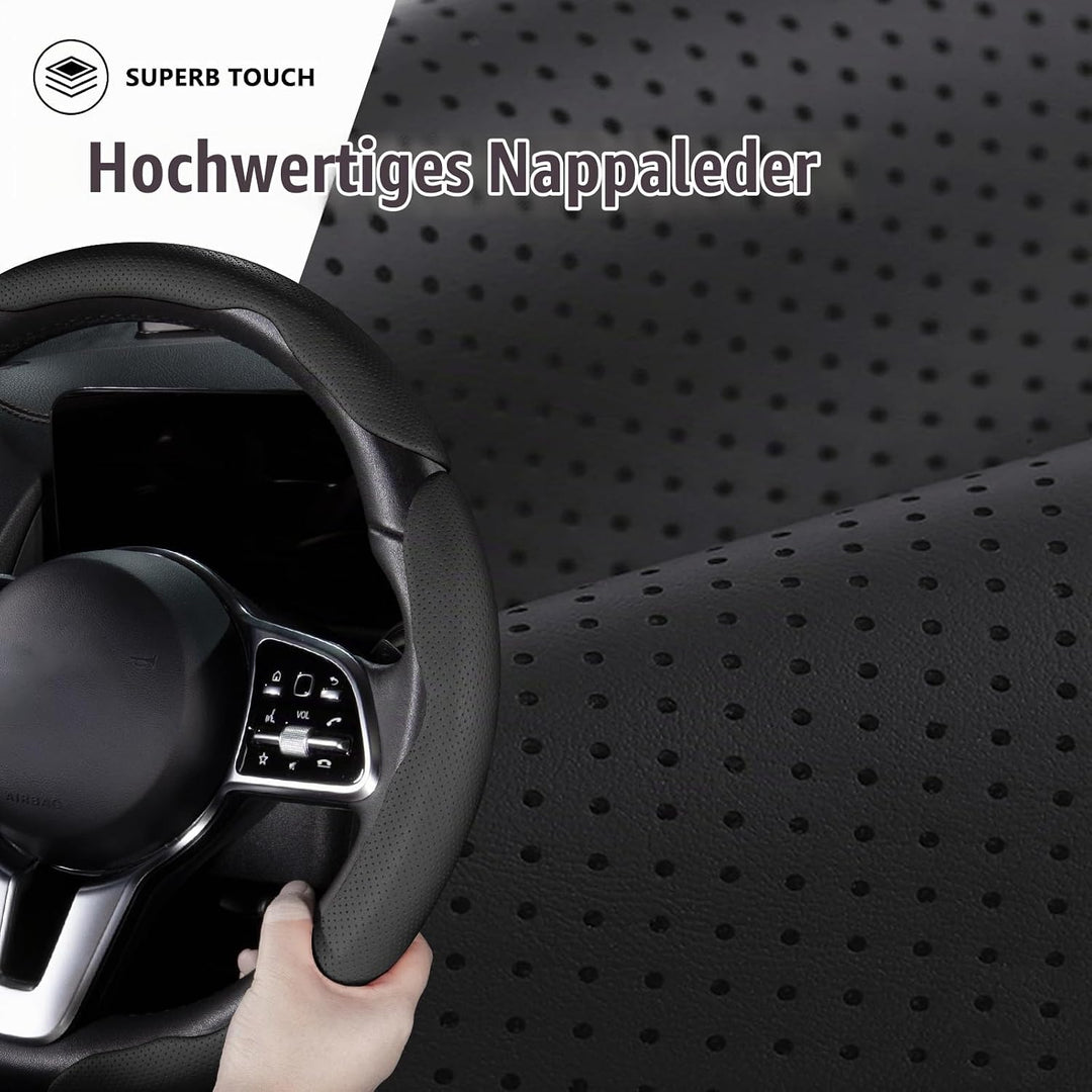 Lenkradbezug Leder Auto Lenkradhülle 3 Teilig Lenkrad Abdeckung Universal Anti Rutsch Lenkradabdecku