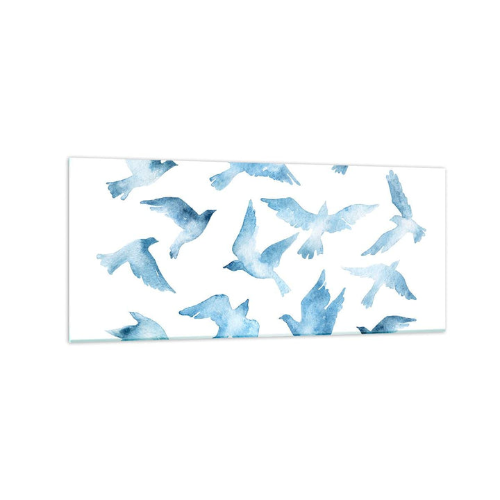 Wandbilder Dekoration Wohnzimmer Vögel digital Wolke Taube Panorama Bilder auf Glas 120x50cm Glasbil