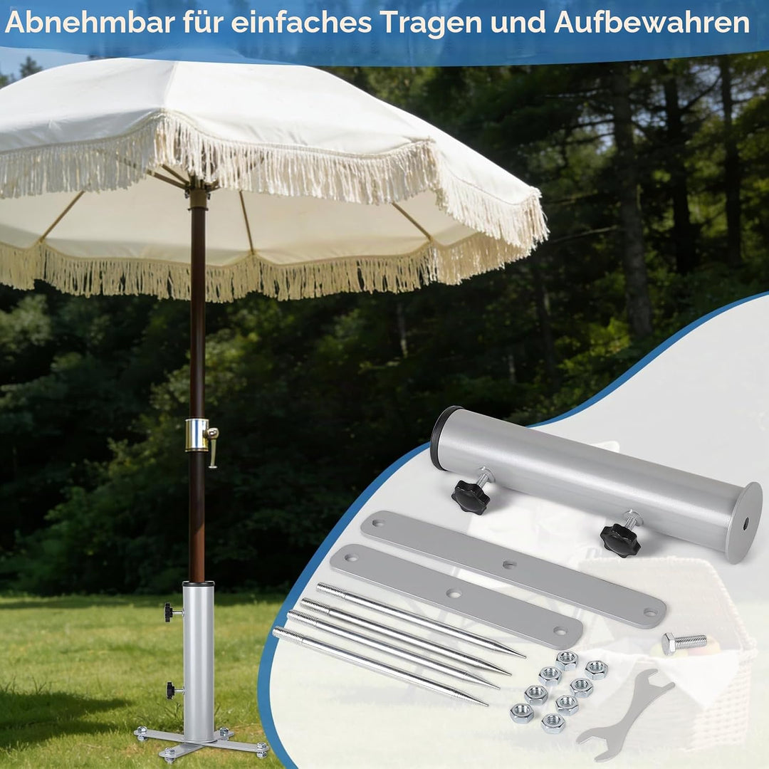 efuturetime Rasendorn Schirmständer φ54 mm Erdspiess für Sonnenschirm, Sonnenschirmständer Verstellb