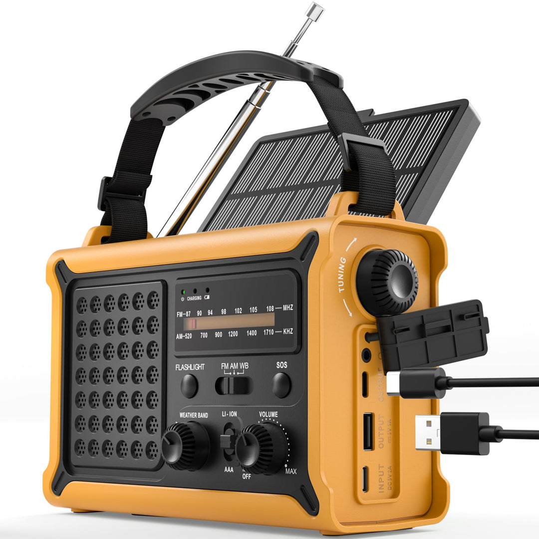 ROCAM 12000mAh Kurbelradio, Notfallradio mit 8500mm² Solarpanel & 650mA Handkurbel, Tragbar Solar Dy